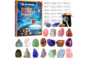 MEIGBFR Calendrier de l'Avent 2023 en cristal, calendrier de l'Avent de Noël, 24 pierres précieuses, minéraux naturels et roches, calendrier de l'Avent à faire soi-même, cadeaux de Noël pour filles, garçons
