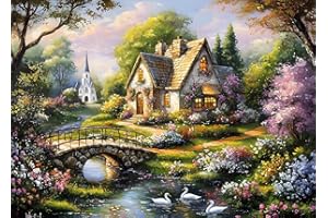DKIJOYS Beautiful Cottage Jigsaw Puzzles for Adults 1000 Piece Quaint Church Jigsaws 1000 Pieces for Adults