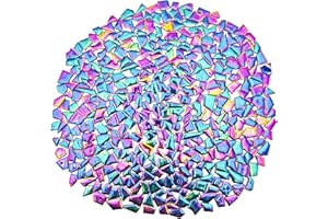 YOZIEMQ Keramik-Mosaikfliesen, gemischte Farben, Keramik-Mosaikfliesen zum Basteln, Mosaikfliesen für Heimdekoration oder Bastelarbeiten, Mosaikherstellungszubehör (klein, unregelmäßig schillernd)