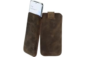 Suncase Etui Tasche kompatibel mit Samsung Galaxy S20 Ultra mit ZUSÄTZLICHER Hülle/Schale/Bumper Lasche mit Rückzugfunktion Handytasche Ledertasche Schutzhülle Case in antik-dunkel braun