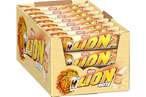 NESTLÉ LION White Lot de 24 barres croustillantes avec glaçage blanc, remplissage caramel et gaufre croustillante, 24 x 42 g