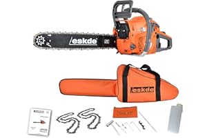 Petrol Chainsaw 20 Inch - 62cc Petrol Chain Saw with Powerful 3.4HP 2-Stroke Engine for Chopping Logs, Trees | Top Handle Chainsaw with Storage Bag, Tool Kit, Fuel Mixing Bottle and Bar Cover | eSkde
