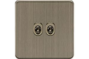 Knightsbridge 10AX 2G 2-way Toggle Switch - Antique Brass