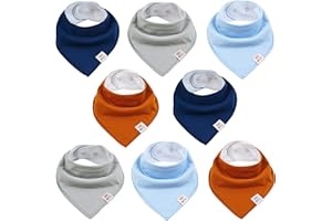 M.M.C. Pañuelos triangulares para bebé, 8 unidades, de algodón, con botones de presión ajustables, para niños y niñas