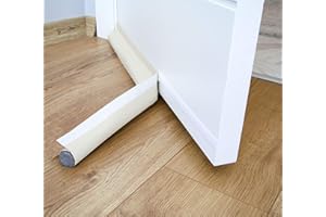 BAZERGA Boudin De Porte 90cm : Anti Froid Bas de Porte Unilatéral avec Joint Auto-Adhésif, Protection Contre Les Courants d’air et Le Bruit,Weather Stripping Door Seal Strip (Beige)