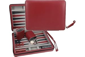 WE GAMES Burgundy Magnetic Backgammon Set with Carrying Strap - Travel Size