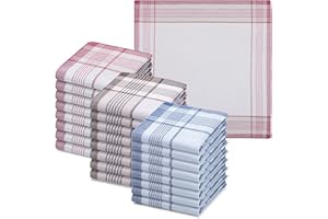 JEMIDI Pañuelos hombre de algodón - Juego 24x pañuelos tela hombre de colores para bolsillo nariz para caballero - Pañuelos de tela cuadrados 40x40 cm - Lavables a máquina