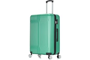 DK Luggage 28" Large Hard Shell Suitcase 4 Wheel Spinner ABS25 (Green, 28" Large)