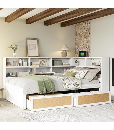 Bed Quinn 90x200 cm met bureau en opbergruimte - grenen/ wit - Scandinavisch Trasman