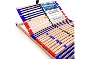 SCHLUMMERPARADIES Stabiler Lattenrost 100% BUCHE Lattenrahmen - Kopfteil verstellbar - SCHULTERFRÄSUNG, 7 Zonen, 42 Federleisten, Härte-Regulierung, Mittelgurt - Vario Sleep Best 42® unmontiert (90x200cm)
