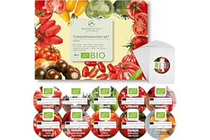 GROWGREENS BIO Kit di semi di pomodoro con 10 varietà - Set di semi di pomodori da piantare biologico ideale per terrazza, balcone e giardino