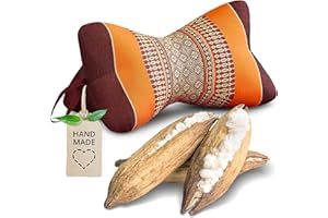 ‎LIVASIA livasia Nackenstützkissen Knochenkissen - Ø 15x32cm - Nackenkissen Knochenform, Sofakissen, Lesekissen mit Kapok, Kissen für Garten und Balkon, Reisekissen handgefertigt (Orange)