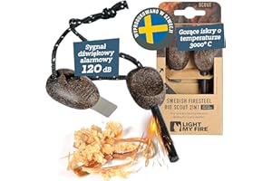 Light My Fire Krzesiwo Magnezowe do Rozpalania Ognia SCOUT, Zestaw Survivalowy Stal Fire Steel – Zestaw do Rozpalania Ognia z Krzemienia i Stali Magnezowej 2w1 – Krzesiwo Wojskowe 3000 Rozpaleń