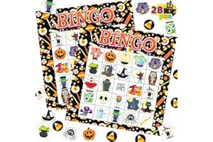 JOYIN 28 Halloween Bingo karta do gry na zajęcia szkolne i rodzinne, Halloween, Halloween, majsterkowanie do klasy, przybory szkolne, gry planszowe