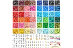 Ruby 3mm Perline Braccialetti, 16000 Pezzi Perline per Braccialetti con 300 Lettere Kit Braccialetti Palline Fai da Te, Kit Bracelet Regalo per Bambini e Adulti a Natale, Feste, Ricompense, ECC.