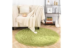 MARATIP Alfombra de Felpa Redonda, mullida Redonda, Alfombra Suave y esponjosa para el Dormitorio/Sala de Estar/habitación Infantil (Verde, 120 cm Redonda)