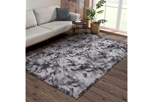 Cinknots Area Rugs Tapis Moelleux Salon Moderne Chambre bébé pépinière dortoir Doux Tapis antidérapant Grand intérieur Moderne Tapis Moelleux Chambre (Black Gray, 80x120cm)