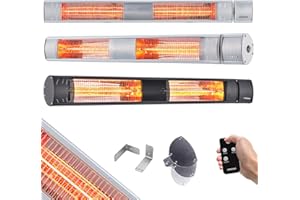 Arebos Radiateur infrarouge extérieur | Chauffage radiant terrasse | protection IP65 | élément chauffant en carbone | angle d´inclination 60° | 3000W | avec télécommande| intérieur et extérieur