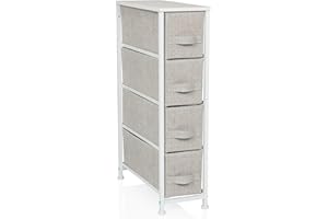 hjh LIVING Cassettiera con 4 cassetti in tessuto FOLDRESS S 20x48x76 cm Organizzatore per cassetti, piedini regolabili in altezza, struttura in metallo, grigio