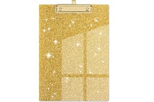 Piasoenc Acrylic Clipboards, Fashion Glitter Clipboard, Stardard Letter Size Clip Board, A4 Size 12.5" x 9", Cute Confetti Clipboards for Women, Rose Gold Desk Office Supplies and Accessories