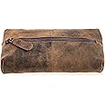 KomalC Leather Zip-Lock Cosmetic Makeup Pouch Bag Pen Pencil case