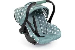 Bayer Design 67958AA siège d'auto de poupée avec Pare-Soleil et Ceinture de sécurité, Accessoire pour Poupon, Vert Nordique, Étoiles