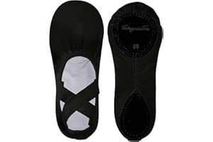 tanzmuster ® Ballettschuhe Mädchen Ballettschläppchen - Leon - 100% Baumwolle, elastischer Saum, Geteilte Ledersohle (Größe 22-45)