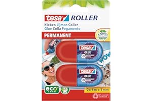 ‎TESA Tesa 59820-00000-00 Mini Wałeki do Klejenia Permanentne Czarna 6 m x 5 mm, 2 Sztuki