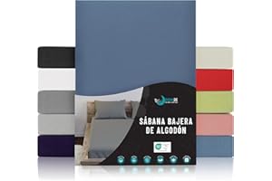 Dreamzie Sabanas 70x160 Ajustable - Algodon Oeko Tex Certificado - Azul - Sábanas Bajeras 70 x 160-100% Jersey