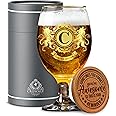 CROWNLY CRYSTAL® Personalised Beer Glass for Men - Birthday Gift for Dad, Uncle, Grandad, Husband, Boyfriend - Pint Glass Present (C)
