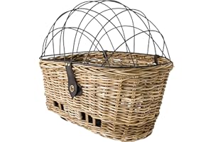 FastRider Cestino Bici per Cani, trasportino posteriore da bici per cani KLICKfix in rattan con griglia, trasportino per cani da bicicletta per portapacchi 55x36x30 cm, facilmente rimovibile