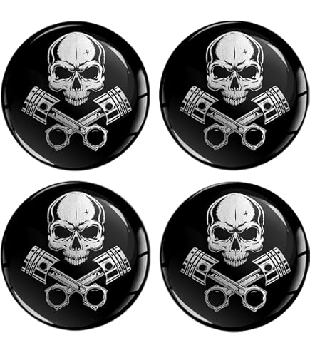 4 x 60 mm sticker 3D silicone doodskop schedel voor wieldoppen naafdoppen wielnaafdop wielnaafdop A 2760