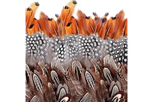 camelize Brown Feathers, 350pcs Natural Speckled Feathers for DIY Dream Catcher Crafts, costumes, hats, handicrafts, home decor, Halloween, DIY decoration (Length 2-3.2")