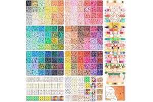 TULADUO 7boxes 30000Pcs Clay Beads for Bracelet Making Kit for Teen Girls, 120 Colors Flat Preppy Beads for Friendship Bracelet Kit, 6mm Heishi Beads Jewelry Making Kit with Charms Crafts Gift for Girls