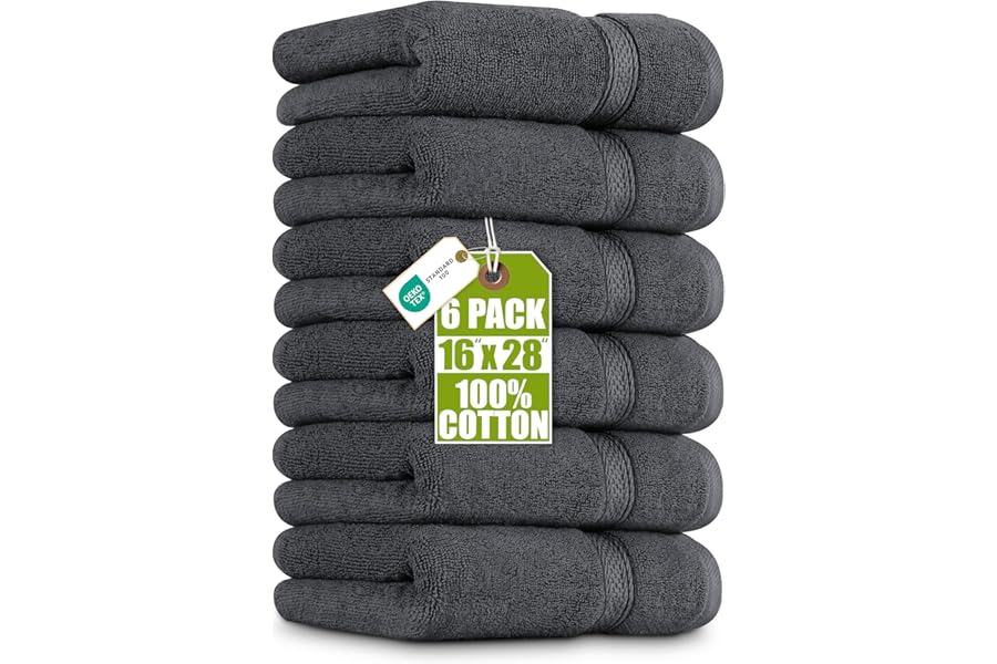 Utopia Towels - Premium Hand Towels - 100% Combed Ring Spun Cotton, Ultra Soft and Highly Absorbent, Extra Large Thick Hand towels 41 x 71 cm, Hotel & Spa Quality Hand Towels (6-Pack) (Grey)