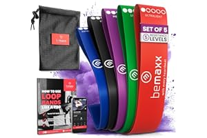 BEMAXX Bandas Elásticas Musculacion en Bucle Set/Cintas de Resistencia + eBook Guía de Ejercicios | Natural Loop Glúteos Bands, Fitness Gimnástica Gluteband Gomas Boxeo Pilates Yoga