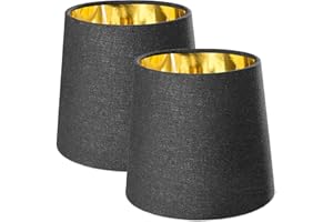 Navaris 2x Abat-jour – Set 2 abat-jour noir intérieur doré pour ampoule E14 – Diamètre intérieur 29mm compatible avec ampoules correspondantes