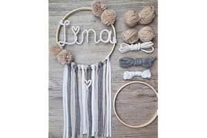 LIDAM Wanddeko-Kinderzimmer - wunderschönes Bastelset mit Namen +Bilderanleitung (Beige, Boho)