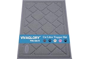 VIVAGLORY Cat Litter Tray Mat, Durable Litter Box Mat Kitty Litter Mats, 90×60cm Catch Litter Rug, Stay in Place, Keep Floors Clean, Traps Litter from Box, Grey