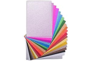 OfficeTree 50x Papier Pailleté A4 250g/m² - 20 Couleurs - Papier Brillant pour Loisirs Créatifs, Scrapbooking, Cartes & Décorations - Non Autocollant - Feuille Pailletée A4