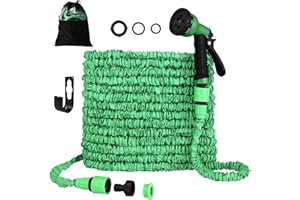 CAIXINYI Tuyau d'Arrosage Extensible, Tuyau Arrosage Extensible 30m avec arroseur 8 fonctions,Tuyaux d'Arrosage idéal pour l'arrosage des fleurs, le lavage de voiture et des animaux(vert)