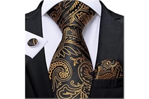 PJRYC Männer Gold Schwarz Gestreifte Seide Hochzeit Krawatte Taschentuch Manschettenknöpfe Krawatte Set (Color : Coral Red)