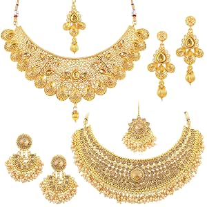 Gold Plated Choker Necklace Set Combo 