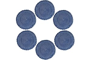 VEIZIBEE Manteles Individuales，Almohadilla de Mesa de Redondos， 38cm Salvamanteles Individuales de Encaje，Lavables，Antideslizantes，Cocina，Mesa de Comedor，Estilo Europeo (Azul, 38cm)