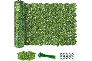 AGJIDSO Artificial Ivy Fence Screening, 3m x 1m (2 * 3x0.5m) Artificial Hedge Roll, Privacy Fence Screen Artificial Hedge Screening for Garden, Balcony, Outdoor, 100PCS Zip Ties