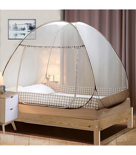 Moustiquaire Pour Lit Tente Portable Pliable 200x215x160 Cm - Double Porte Avec Fond Gris Pour Voyage Et Camping