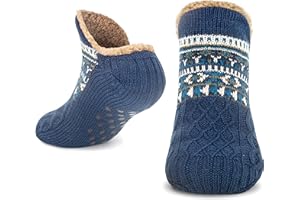 TOLUMO Slipper Socks for Women Men Warm Holding Sock Non Slip Knitted Thick Lined Cosy Winter Fluffy Bed Slippers Suitable for Indoor Home House Floor