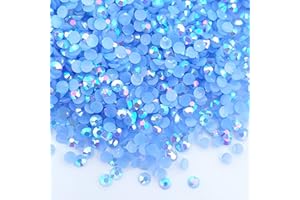 MajorCrafts 3000pcs 3mm ss12 Jelly AB Flat Back Round 14 Facets Resin Rhinestones Arts and Crafts Embellishment Gems (Light Blue AB C78)