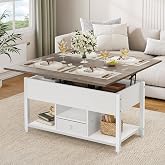 YITAHOME Height Adjustable Coffee Table, 4 in 1 Multifunctional Side Table with Storage Space Coffee Table Convertible into D