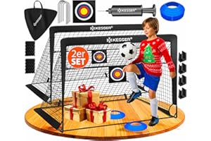 ‎KESSER KESSER® Fussballtor 2er Set | Tolles Fußball Geschenk für Kinder, Indoor und Outdoor Garten : Antirutsch - Inkl. Fussball Trainingszubehör: Hütchen, Zielscheibe, Sporttasche, Ballpumpe